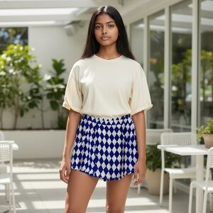 Small Angel Vintage Blue/White Checkered Skort Mini Size Medium